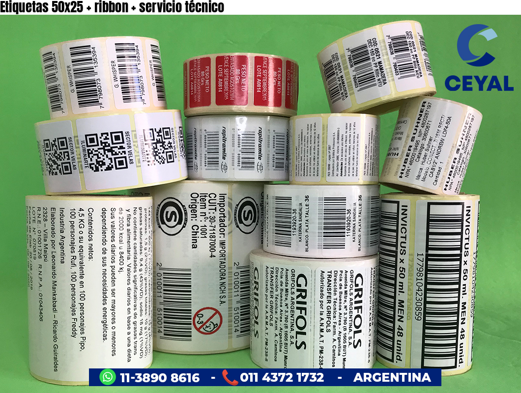 Etiquetas 50x25 ribbon servicio técnico