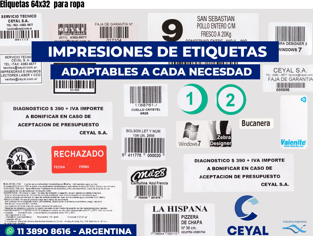 Etiquetas 64x32 para ropa