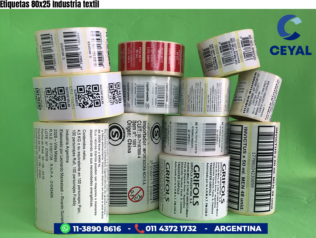 Etiquetas 80x25 Industria textil