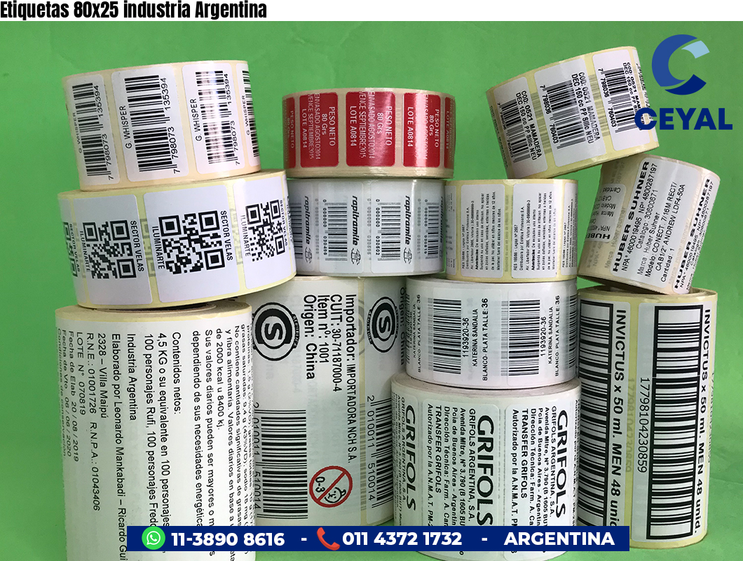 Etiquetas 80x25 industria Argentina