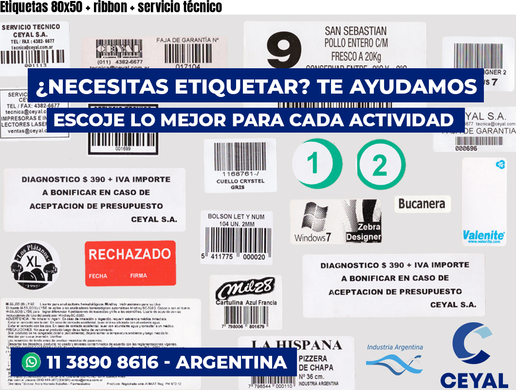 Etiquetas 80x50 ribbon servicio técnico