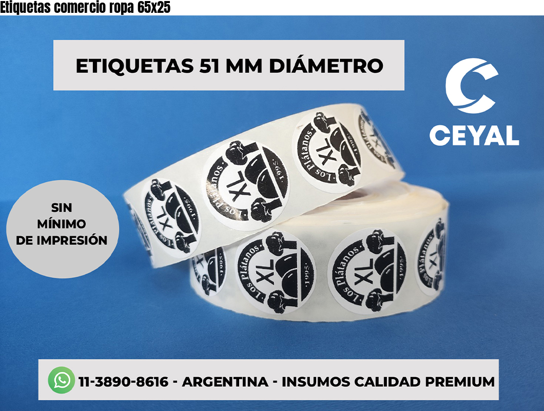 Etiquetas comercio ropa 65×25