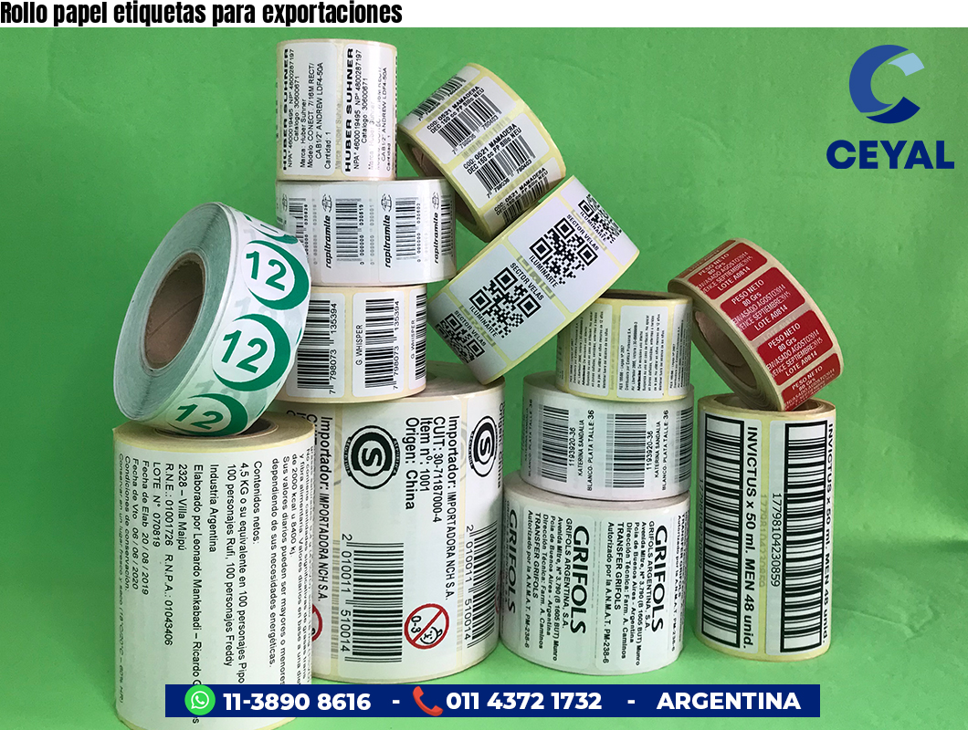 Rollo papel etiquetas para exportaciones