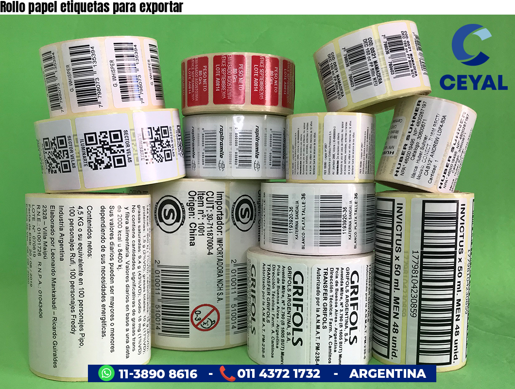 Rollo papel etiquetas para exportar