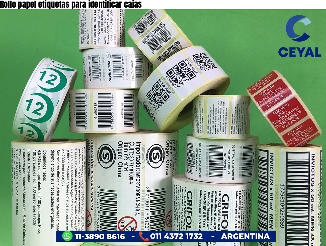 Rollo papel etiquetas para identificar cajas