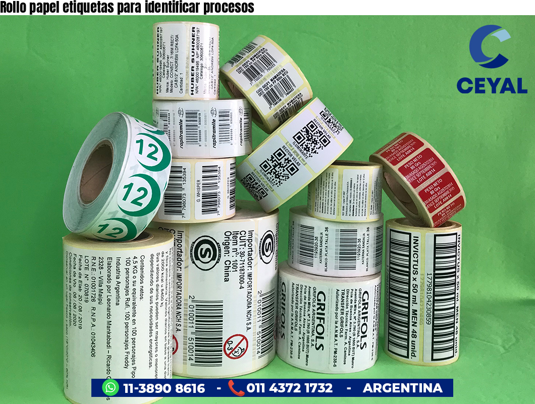 Rollo papel etiquetas para identificar procesos
