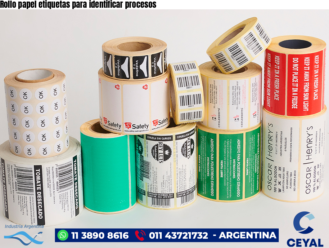 Rollo papel etiquetas para identificar procesos