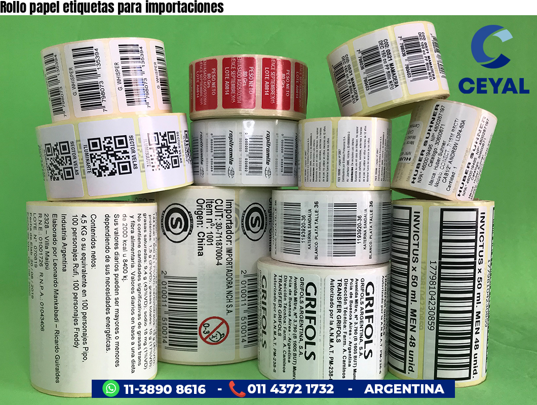 Rollo papel etiquetas para importaciones