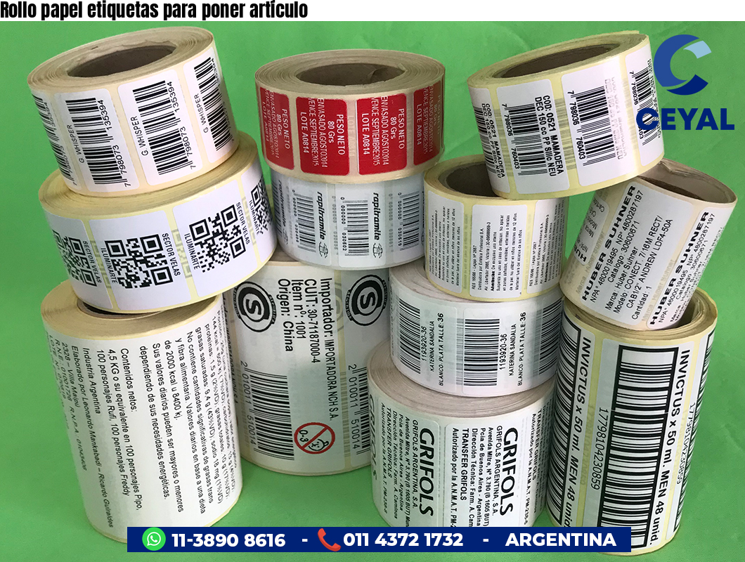 Rollo papel etiquetas para poner artículo