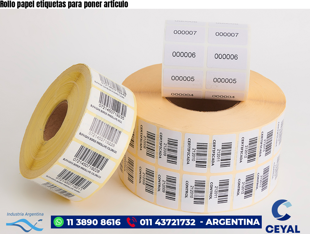 Rollo papel etiquetas para poner artículo