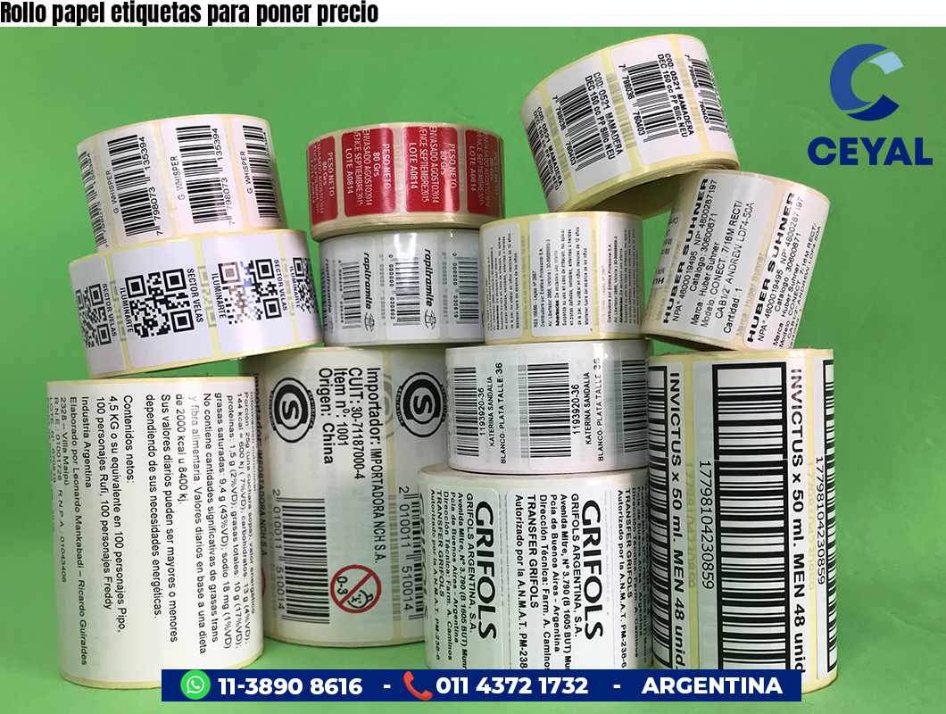 Rollo papel etiquetas para poner precio