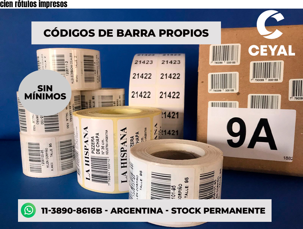 cien rótulos impresos