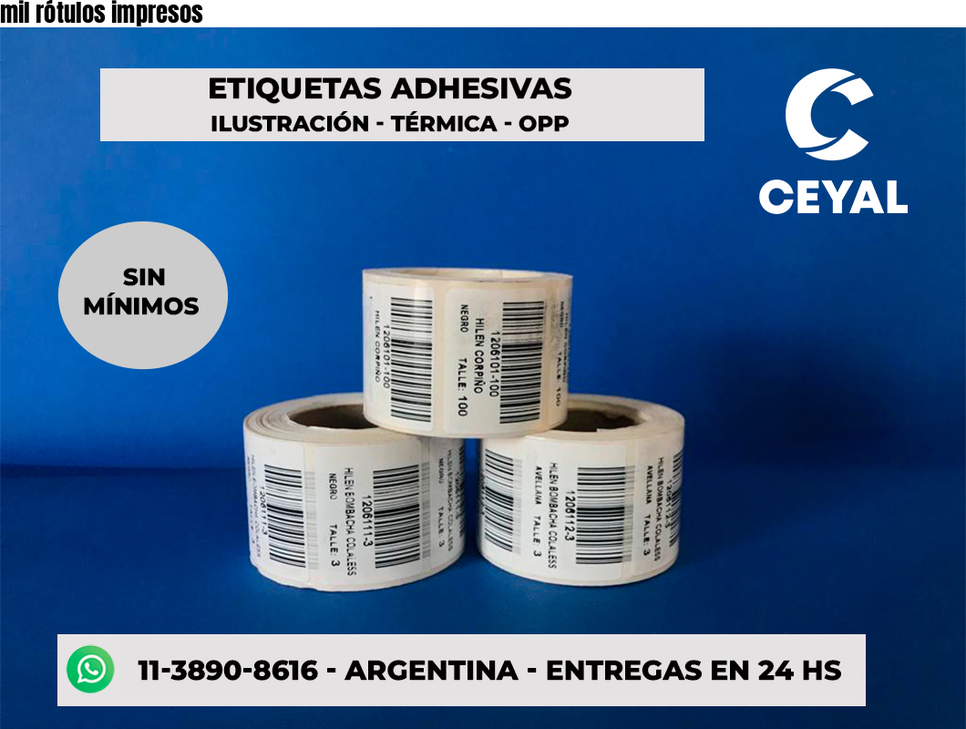 mil rótulos impresos