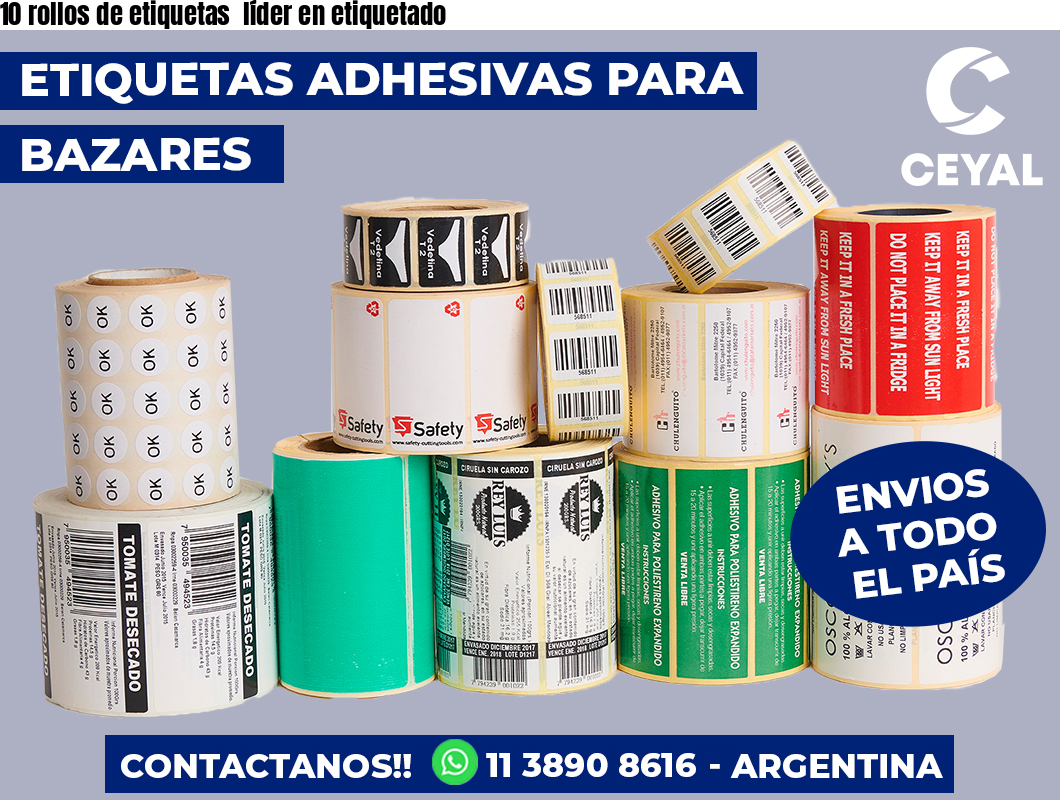 10 rollos de etiquetas  líder en etiquetado
