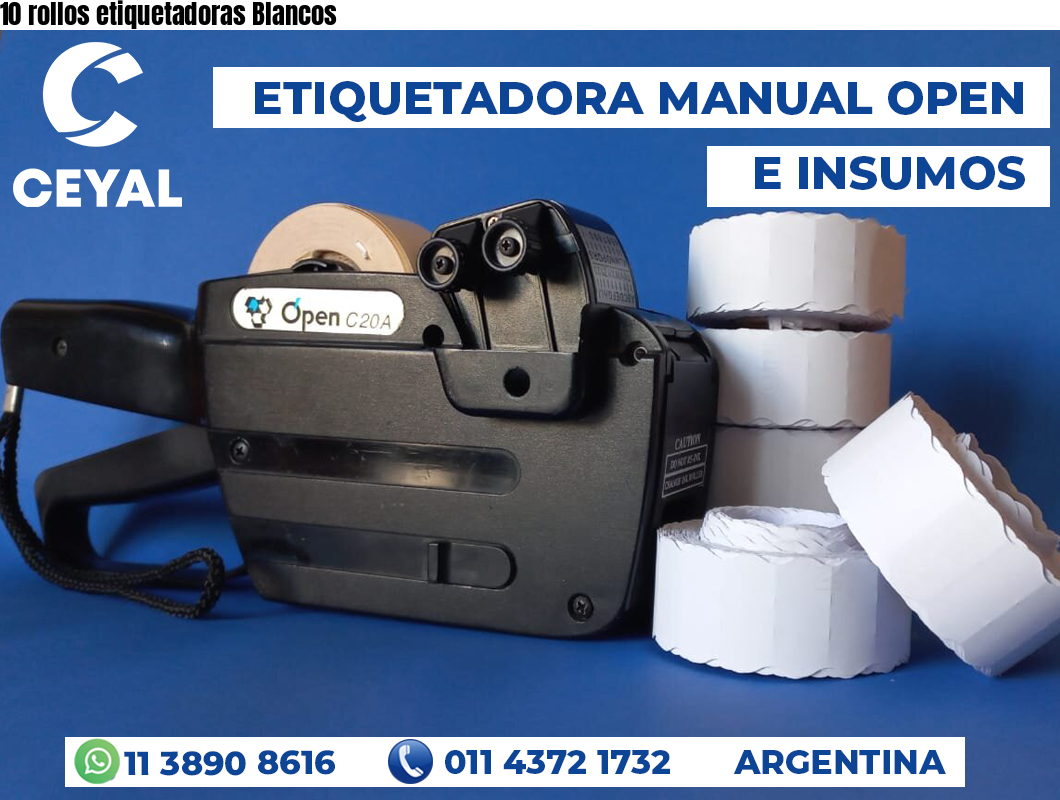 10 rollos etiquetadoras Blancos