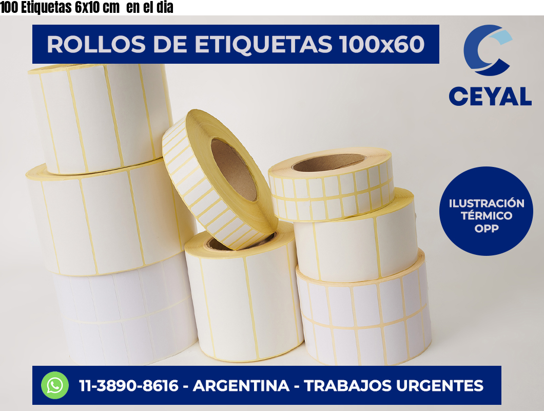 100 Etiquetas 6×10 cm  en el dia