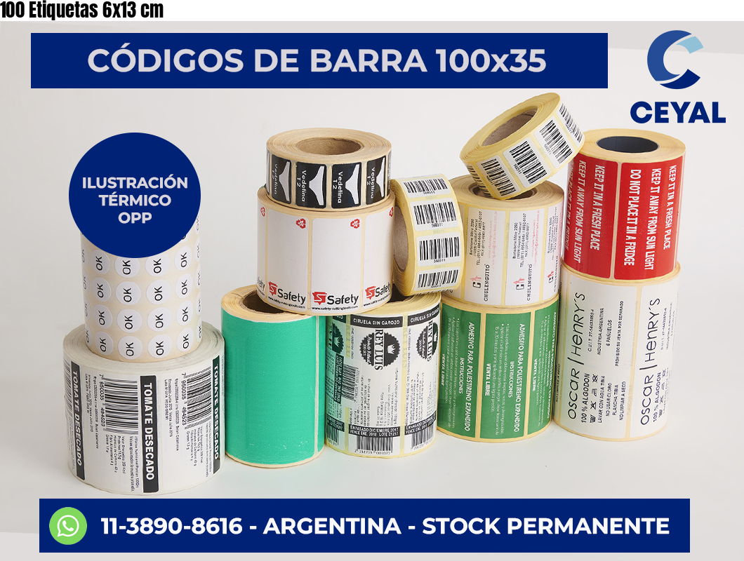 100 Etiquetas 6×13 cm