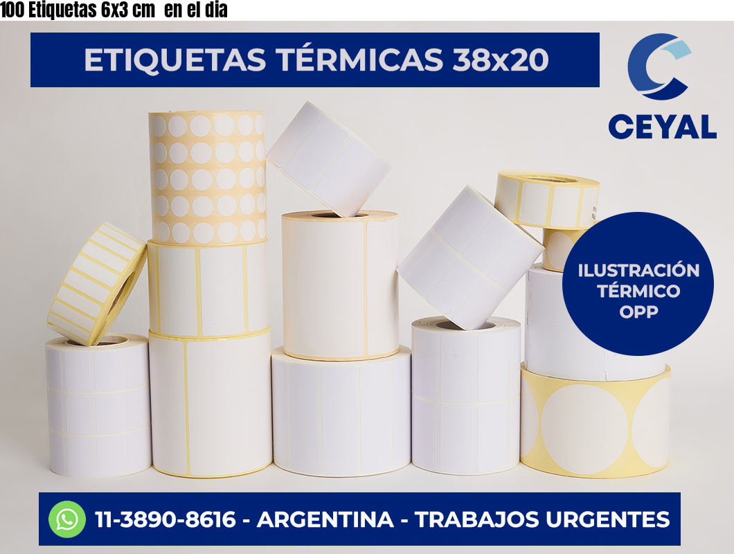 100 Etiquetas 6×3 cm  en el dia
