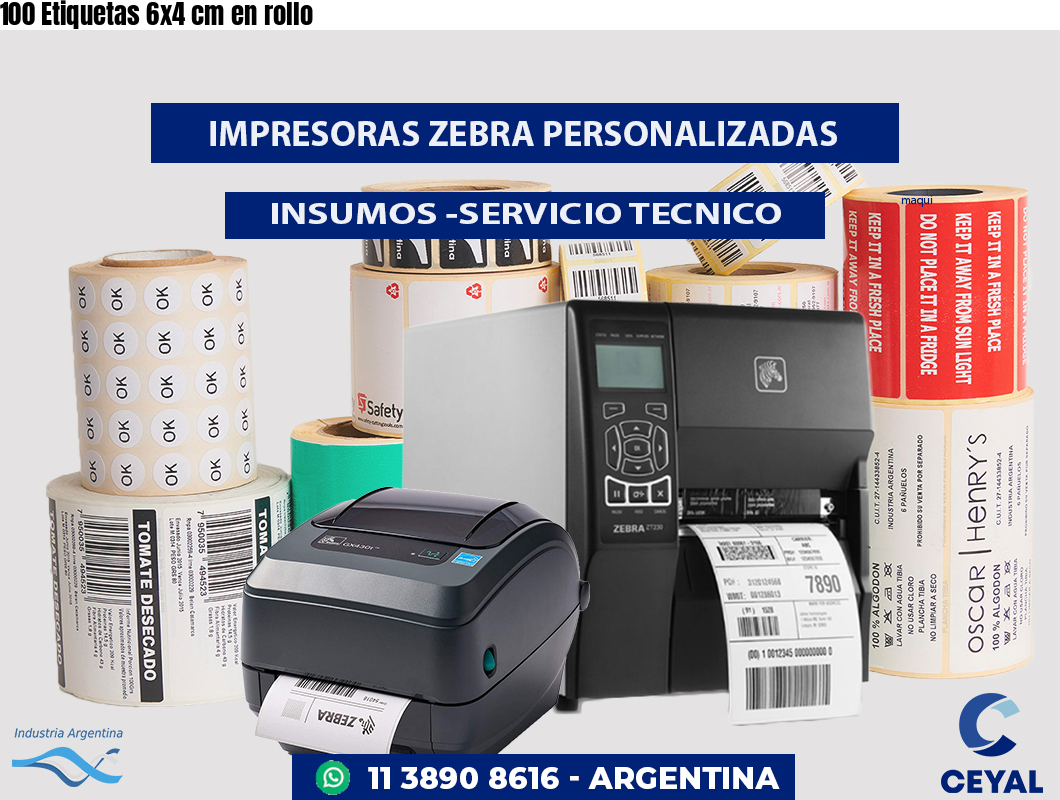 100 Etiquetas 6x4 cm en rollo