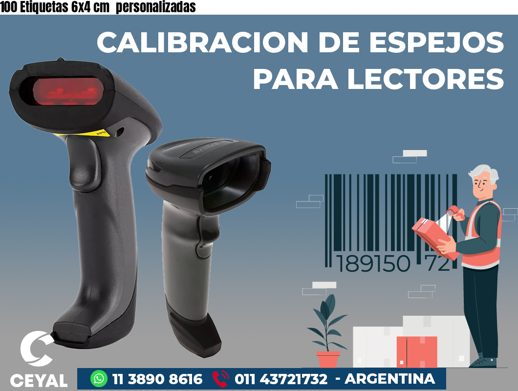 100 Etiquetas 6x4 cm personalizadas