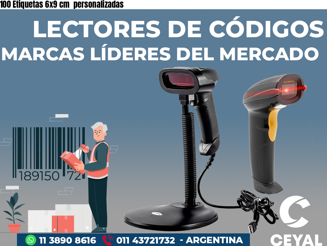 100 Etiquetas 6x9 cm personalizadas