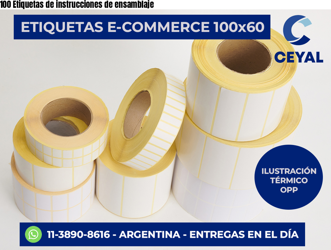 100 Etiquetas de instrucciones de ensamblaje