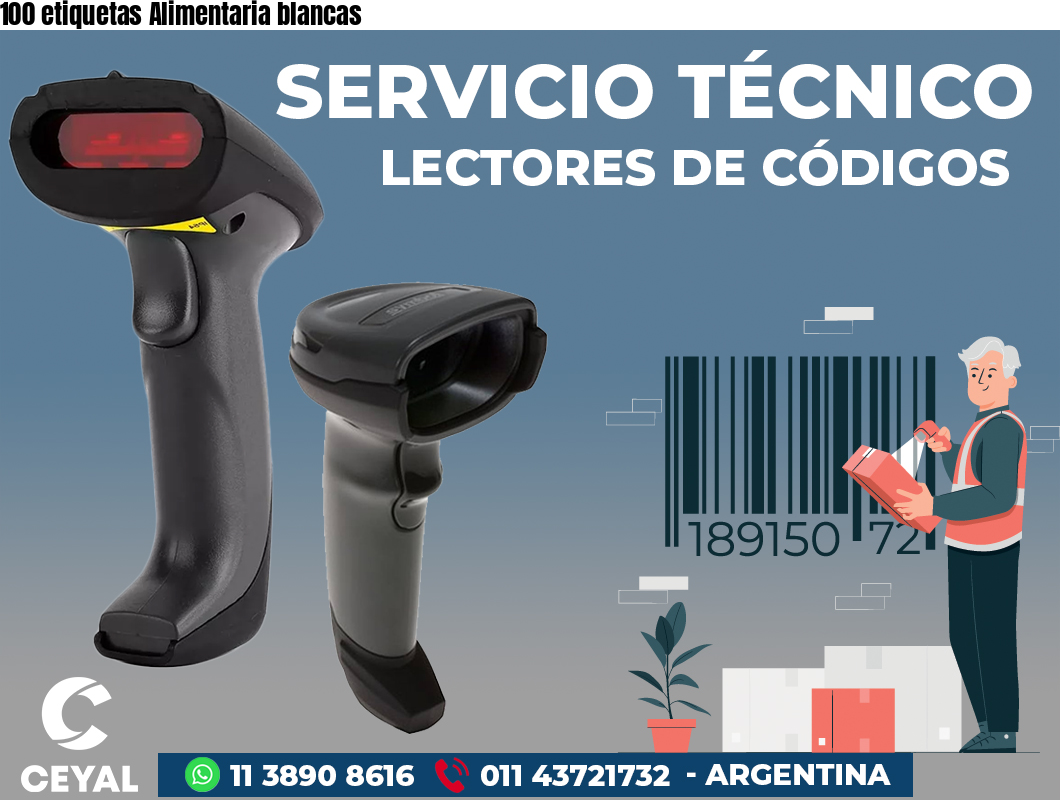 100 etiquetas Alimentaria blancas
