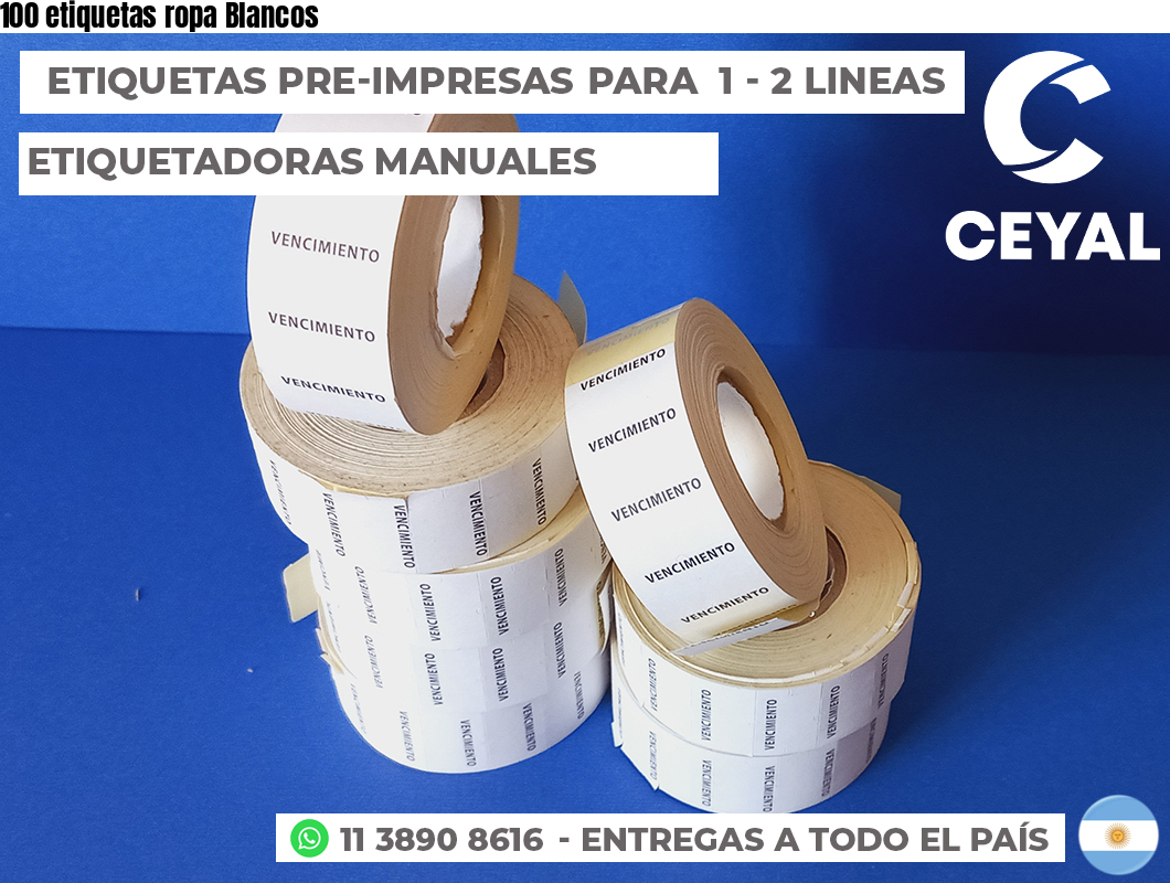 100 etiquetas ropa Blancos