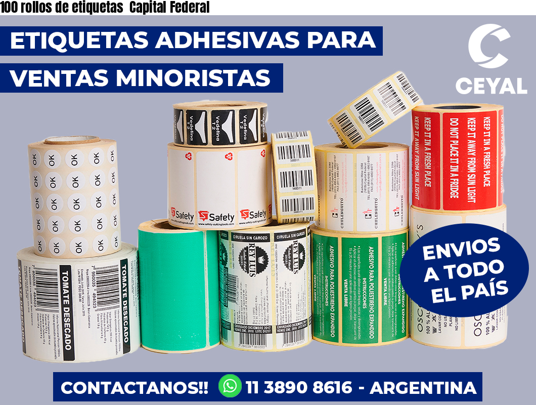 100 rollos de etiquetas Capital Federal