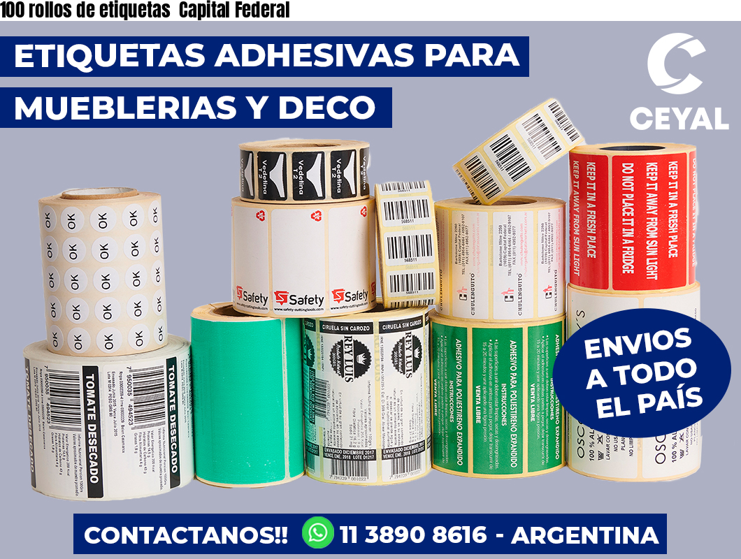 100 rollos de etiquetas Capital Federal
