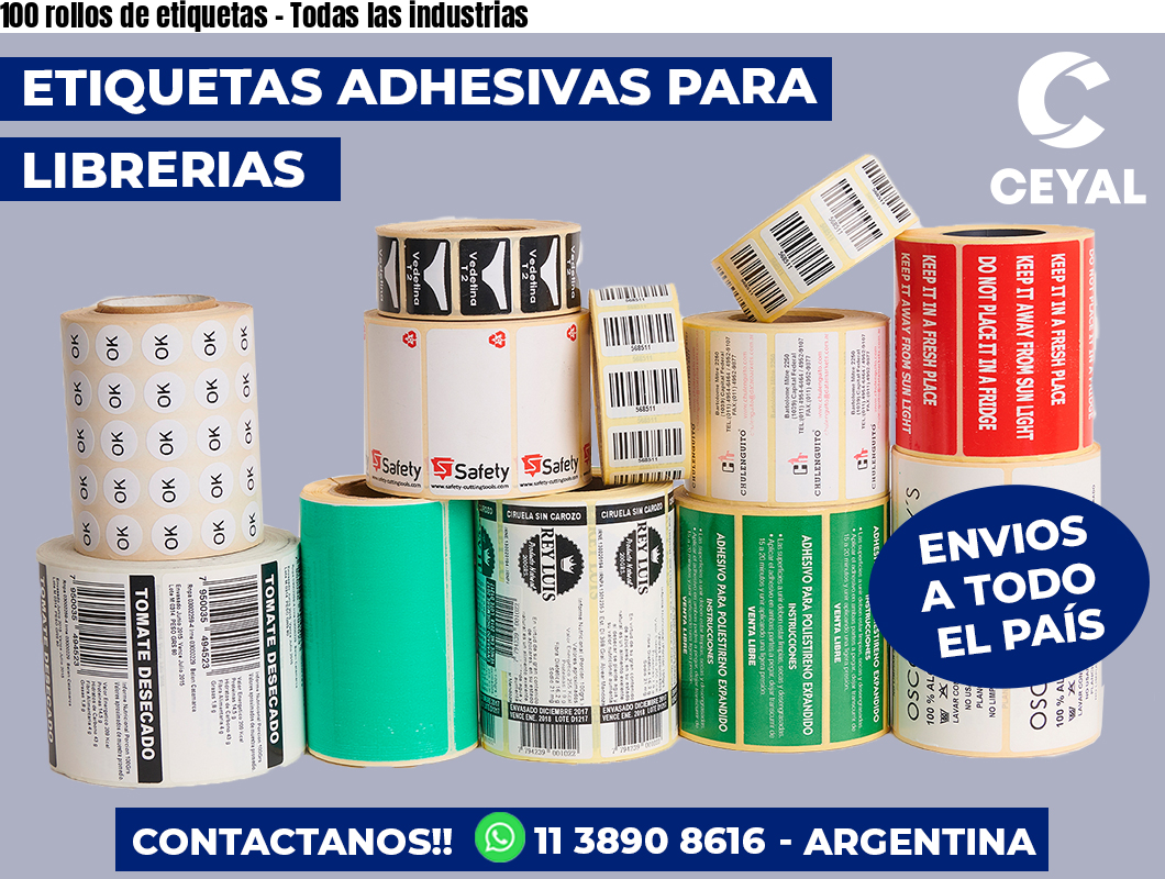100 rollos de etiquetas – Todas las industrias