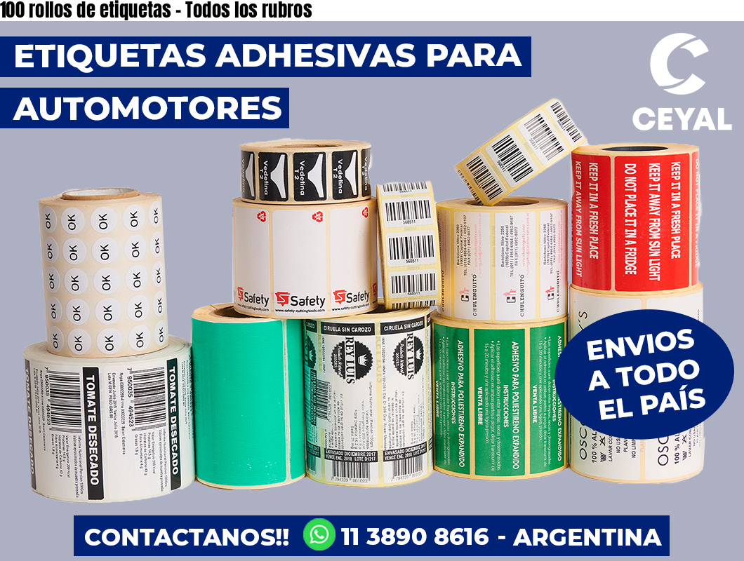 100 rollos de etiquetas – Todos los rubros
