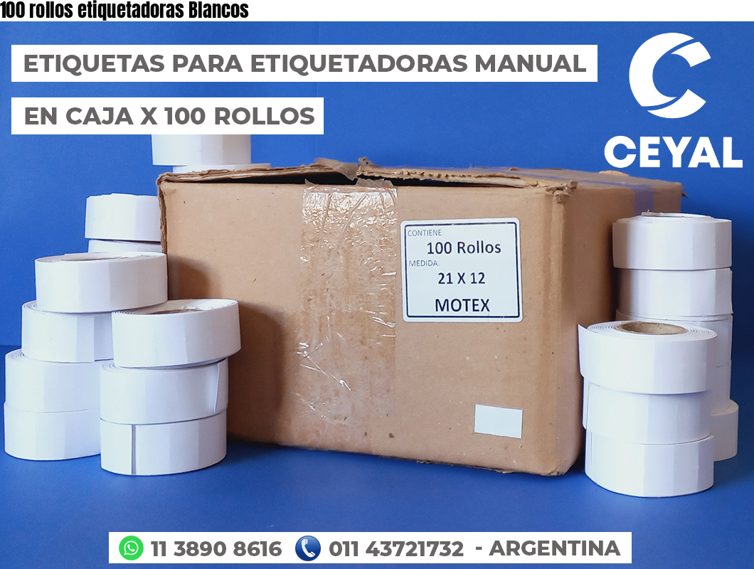 100 rollos etiquetadoras Blancos