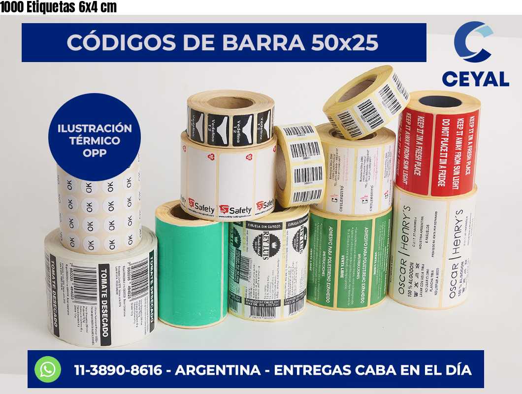 1000 Etiquetas 6×4 cm
