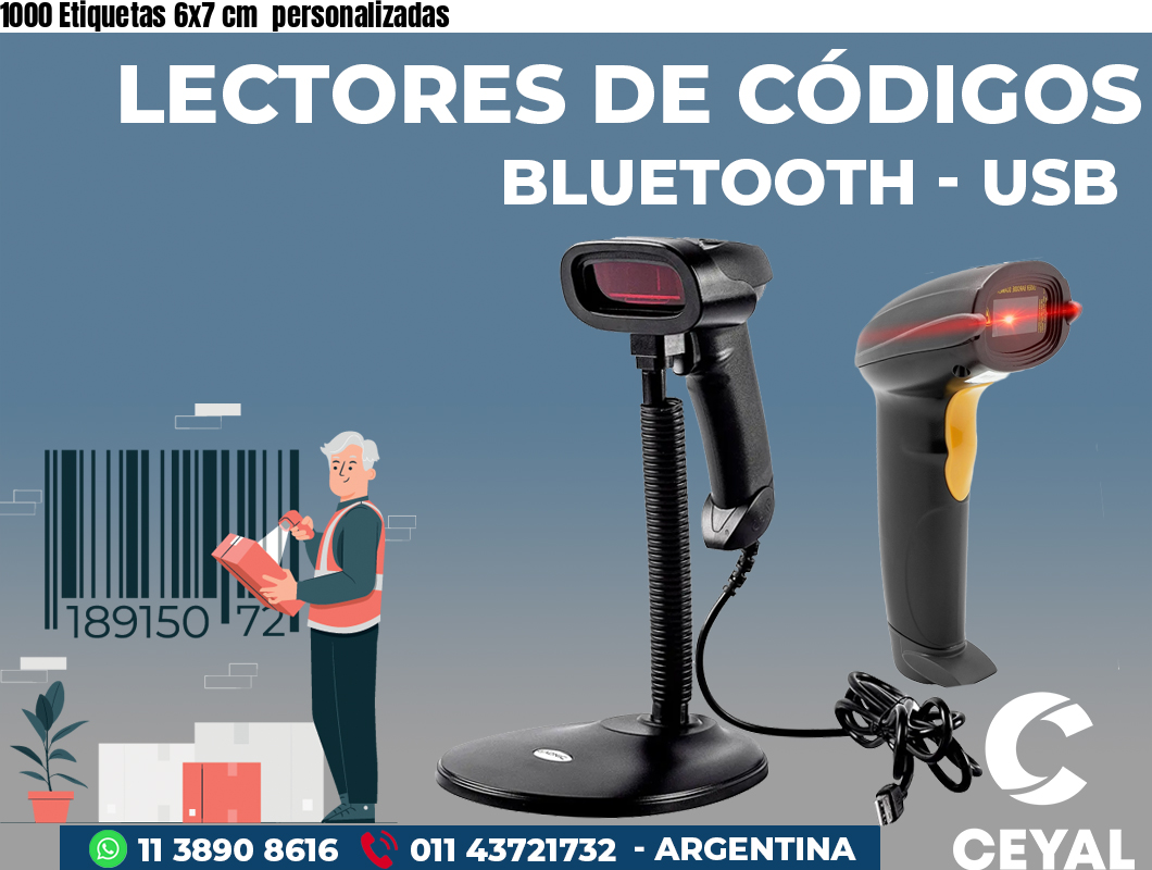 1000 Etiquetas 6x7 cm personalizadas