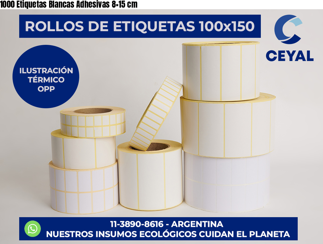 1000 Etiquetas Blancas Adhesivas 8×15 cm