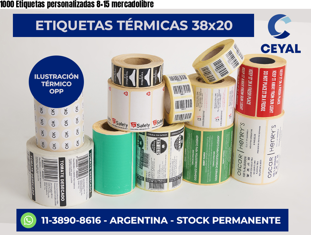 1000 Etiquetas personalizadas 8×15 mercadolibre