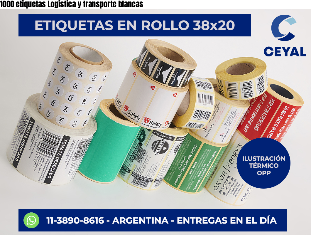 1000 etiquetas Logística y transporte blancas