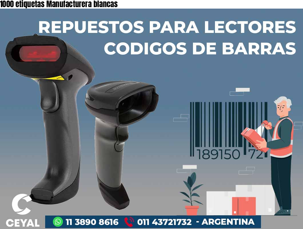 1000 etiquetas Manufacturera blancas