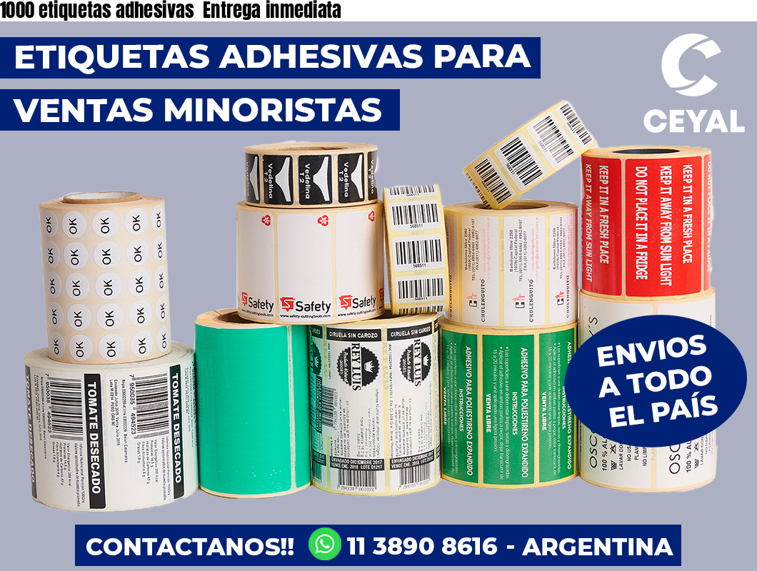 1000 etiquetas adhesivas Entrega inmediata