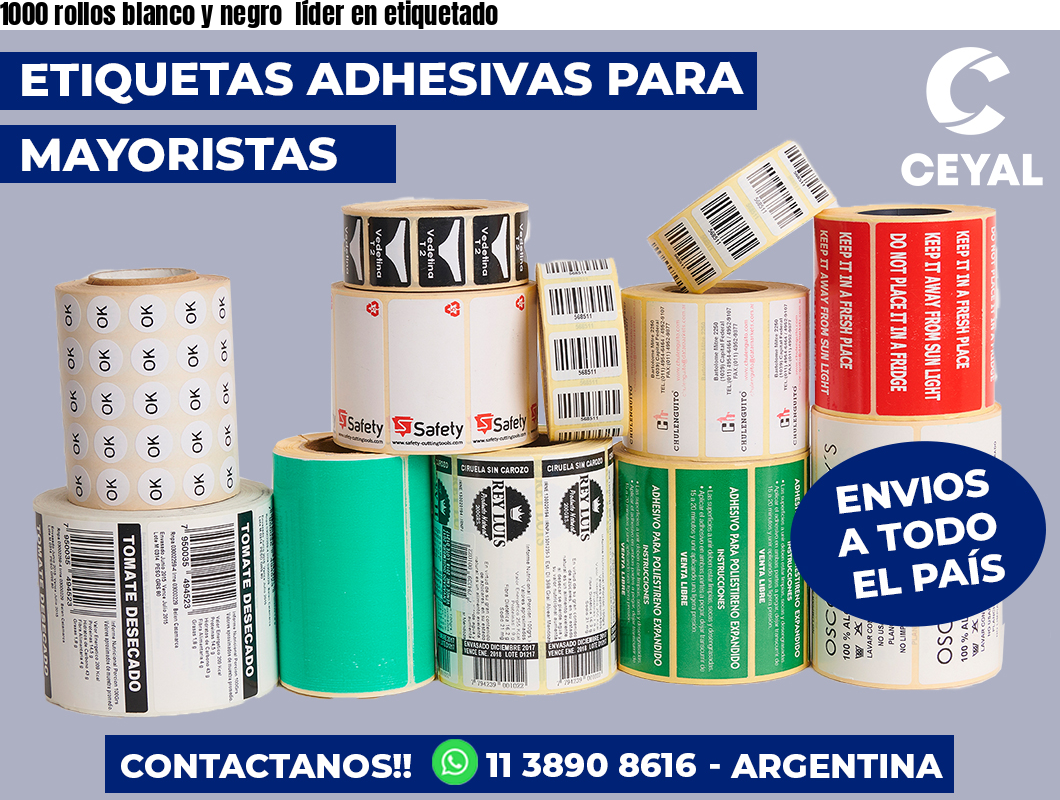 1000 rollos blanco y negro líder en etiquetado