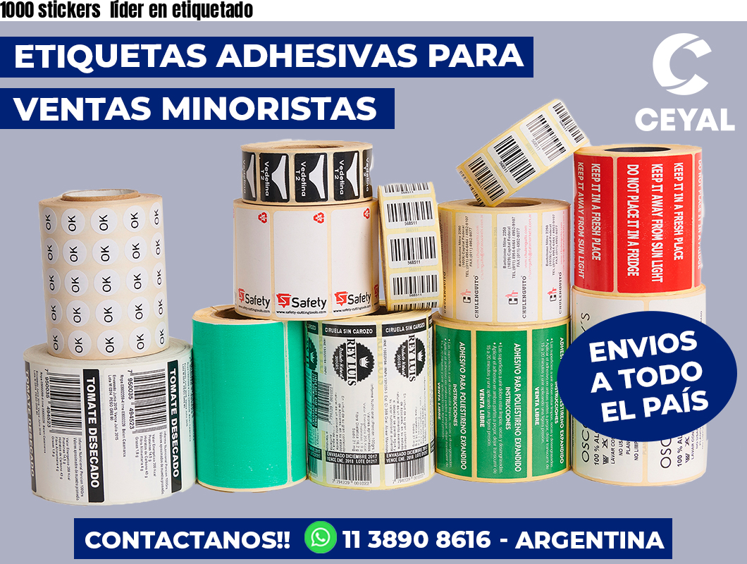 1000 stickers  líder en etiquetado