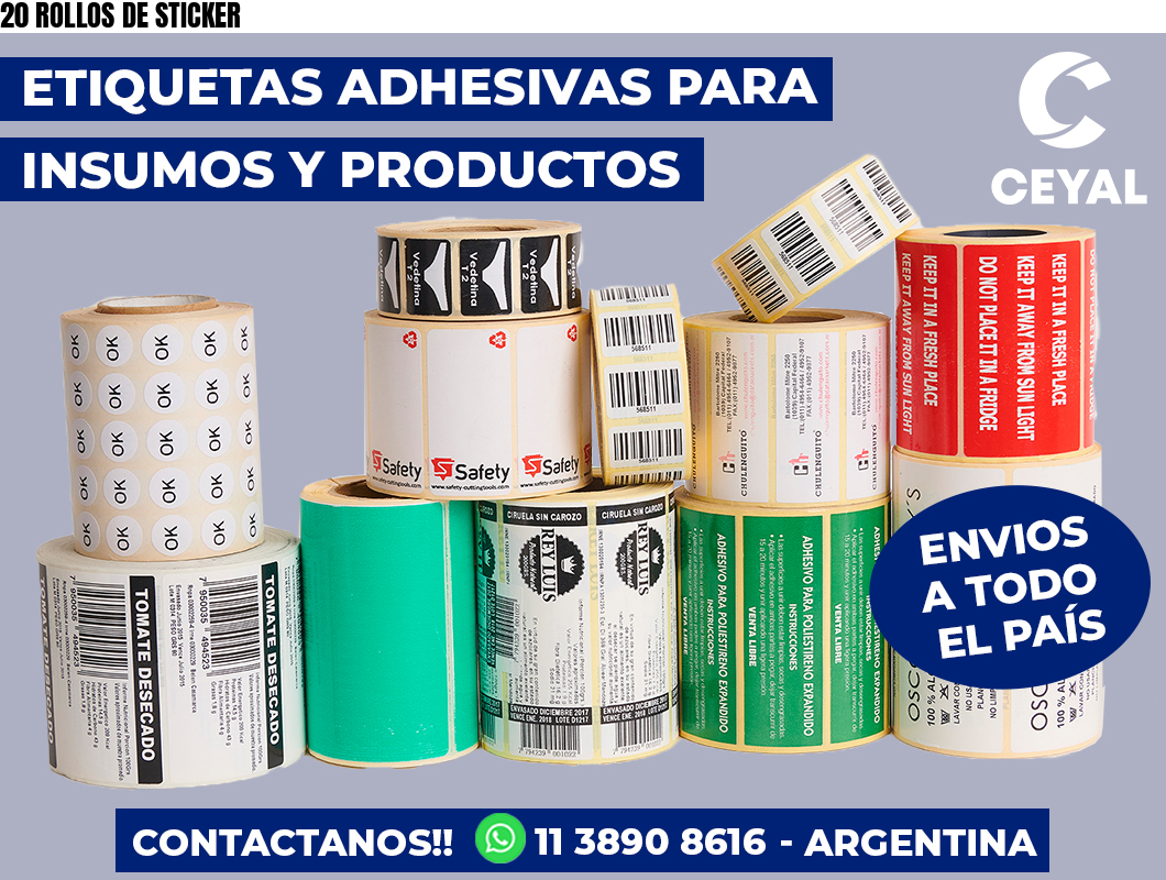 20 ROLLOS DE STICKER