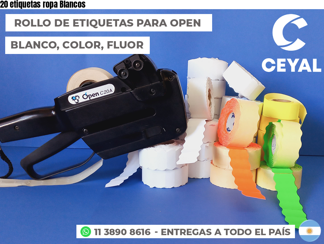 20 etiquetas ropa Blancos