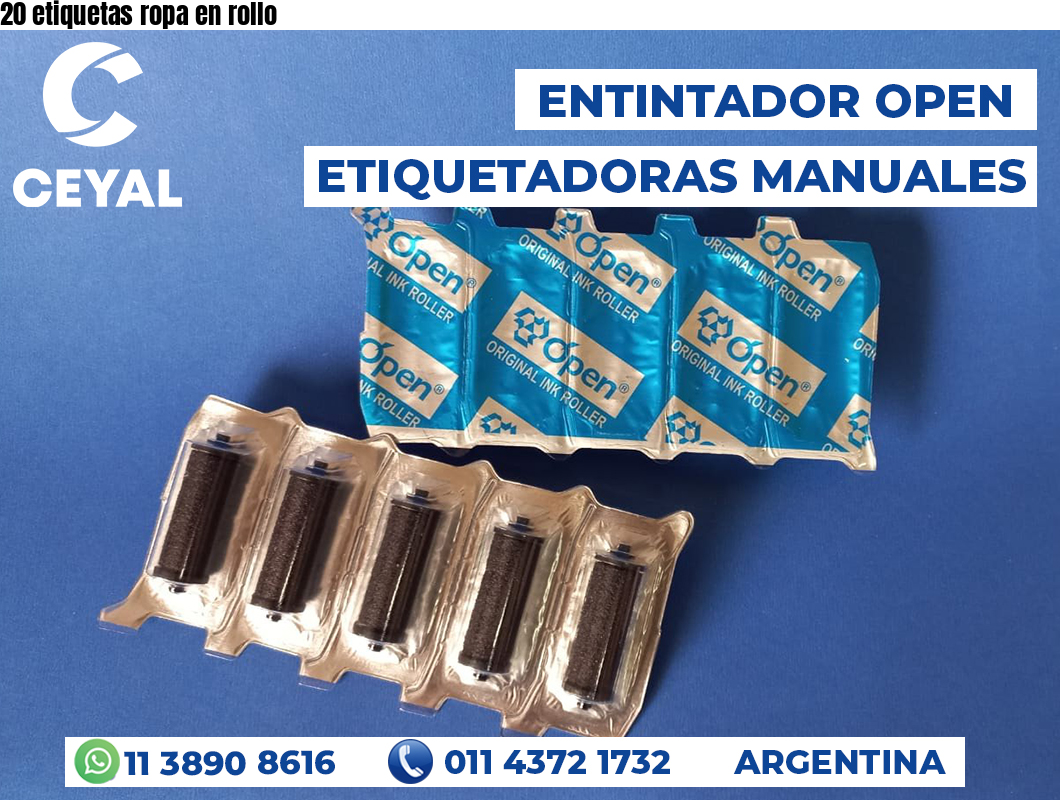 20 etiquetas ropa en rollo