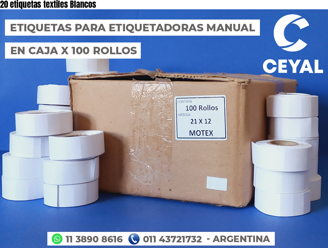 20 etiquetas textiles Blancos
