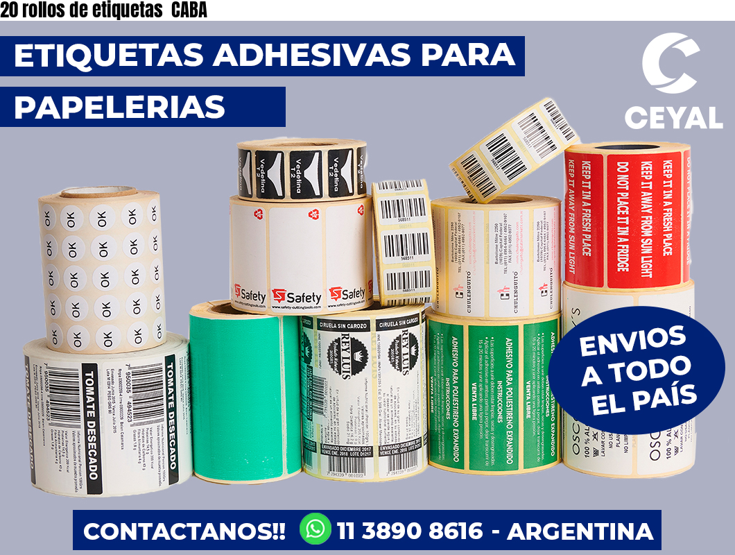 20 rollos de etiquetas  CABA