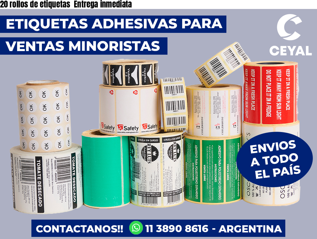 20 rollos de etiquetas Entrega inmediata