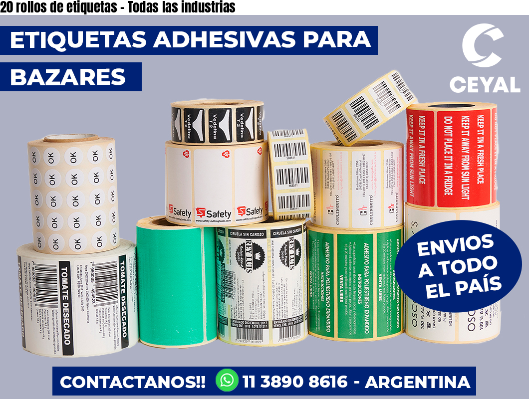 20 rollos de etiquetas - Todas las industrias