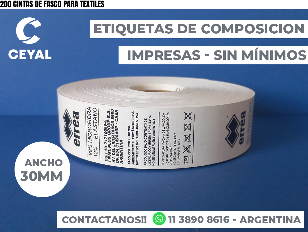 200 CINTAS DE FASCO PARA TEXTILES
